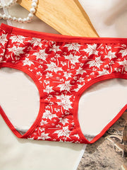 Maple Leaf Print Red Briefs Comfy Stretchy Intimates Panties Women's Lingerie