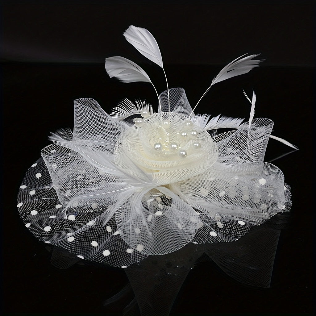 Dotted Mesh Flower Fascinator Hat 20s Hat Headband