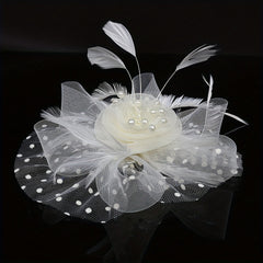 Dotted Mesh Flower Fascinator Hat 20s Hat Headband