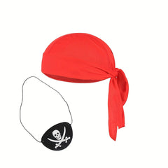 Pirate Bandana & Eyepatch Set Skull Cosplay Costume Accessory