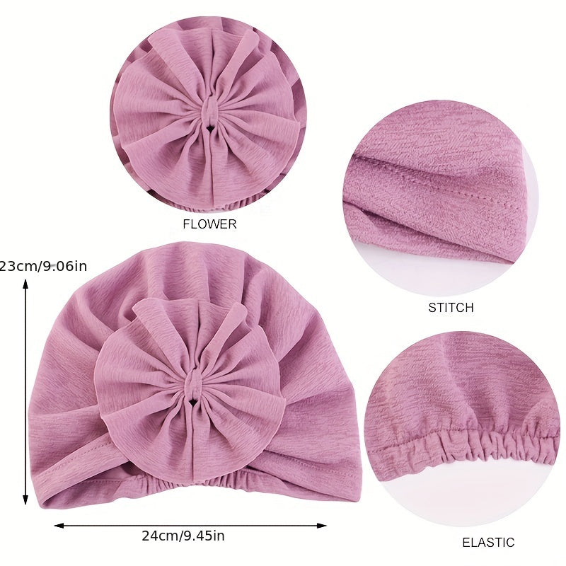 Plate Flower Turban Cap Boho Elastic Head Wrap Beanie Head Scarf Chemo Hats