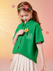 Forest Series Girls Short Sleeve Shirt Flower Graphic Top