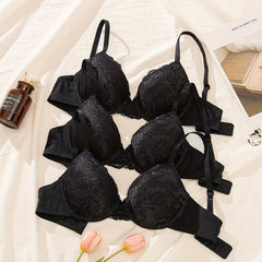 3pcs Lace Push Up Bras Comfy Intimates Bra Women's Lingerie