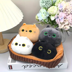 5pc Set 4 Kitten Dolls + 1 Nest Cat Doll Plush Toy Gift