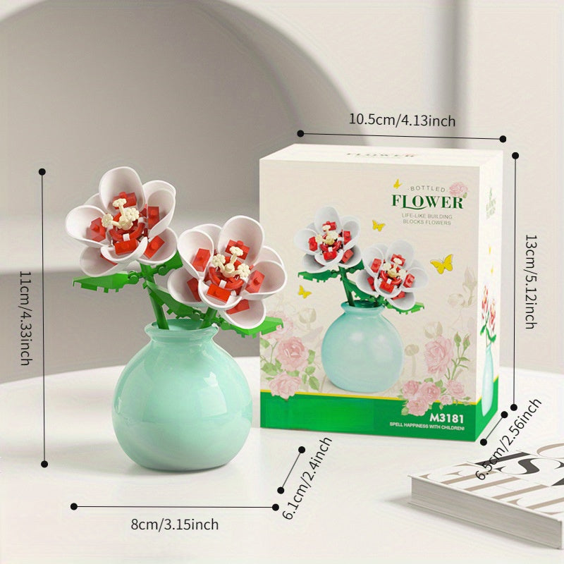 Building Block Flower Arrangement with Vase - Home Furnishing Toy Ornament