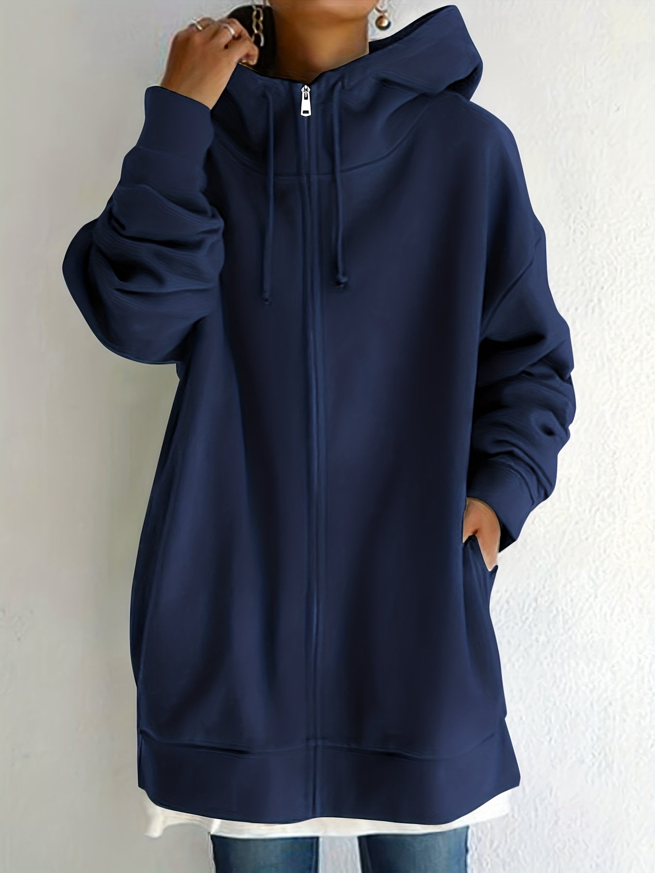 Casual Sports Hooded Zipper Sweatshirs Long Sleeve Drawstring Hoodie