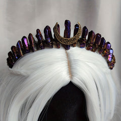 Titanium Quartz Crown Bronze Golden Moon Tiara Wedding Prom