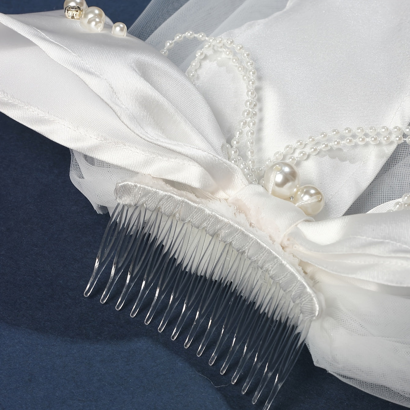 Satin Bow Short Veil Comb Bridal Shower Accessories