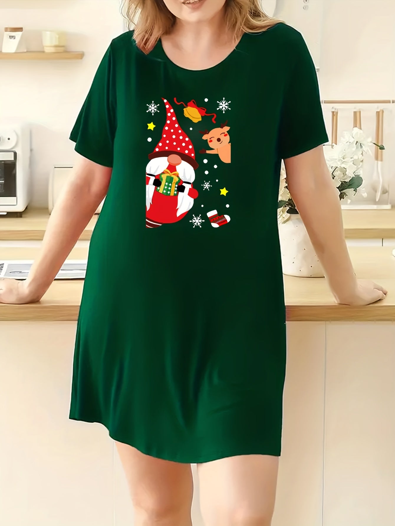 Gnome & Snowflake Deer Lounge Dress