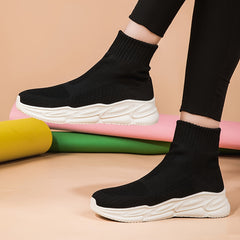 Autumn Solid Breathable Medium Tube Women's Sneakers Lightweight Sport Shoes