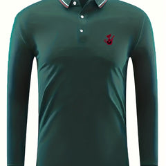 Red Cat Print Men's Polo Shirt Stretch Breathable Button Up