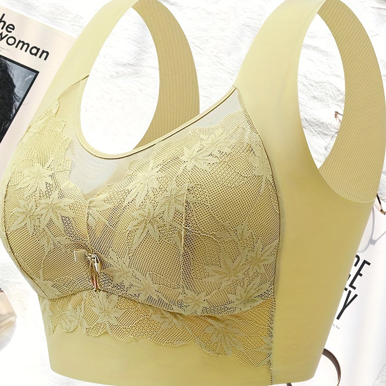 Lace Wireless Bra Seamless Wide Straps Intimates Women's Lingerie