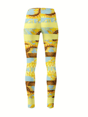 Sunflower Graphic Leggings Girls Thick Leggings Fall Winter Gift