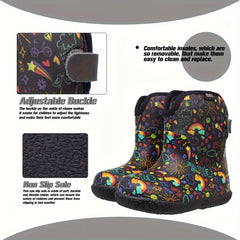 Fleece Rain Boots for Baby Boys Lightweight Waterproof Non Slip Rain Boots