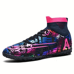 High Top Turf Football Boots - Gradient Print - Anti Skid - Breathable