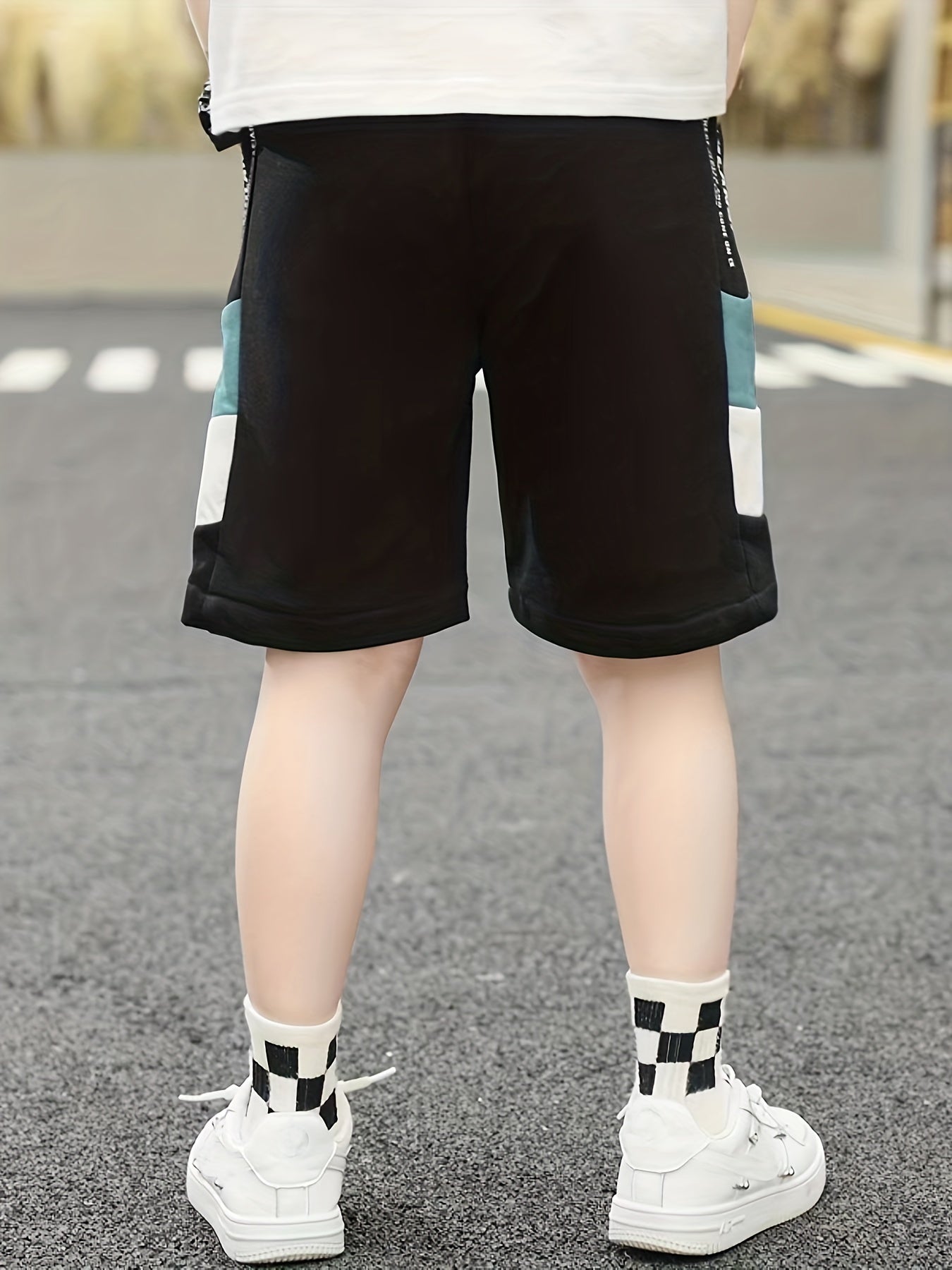 Boys Stripe & Letter Comfortable Creative Shorts Quick Drying Shorts