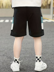 Boys Stripe & Letter Comfortable Creative Shorts Quick Drying Shorts
