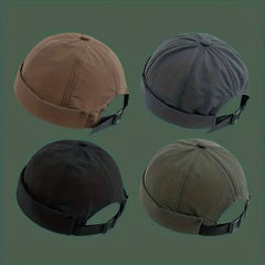 Quick Drying Brimless Docker Cap Solid Skull Cap Adjustable Beanie