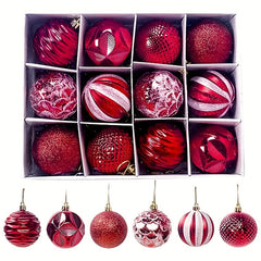 12pcs Shatterproof Christmas Balls Ornaments Set Include Hooks