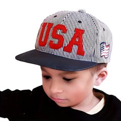 Toddler Baseball Cap Letter Flag Snapback Cap Boys Girls