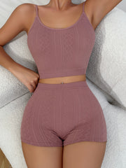 Geometric Pattern Pajama Set Sleeveless Cami Top & Shorts Women's Sleepwear