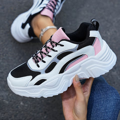 Women's Platform Chunky Sneakers Lace Up Running Shoes