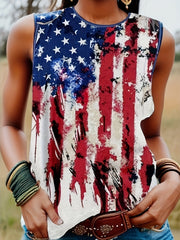 Flag & Letter Print Short Sleeve T shirt