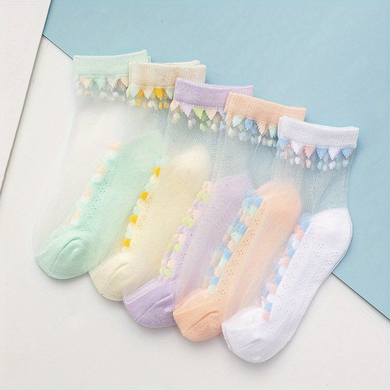 5 Pairs Princess Mesh Socks Girls Accessories Spring Summer