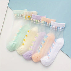 5 Pairs Princess Mesh Socks Girls Accessories Spring Summer