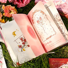 Rose Flower Notebook Hollow Notepad Bronzing Cover & Heart Illustration