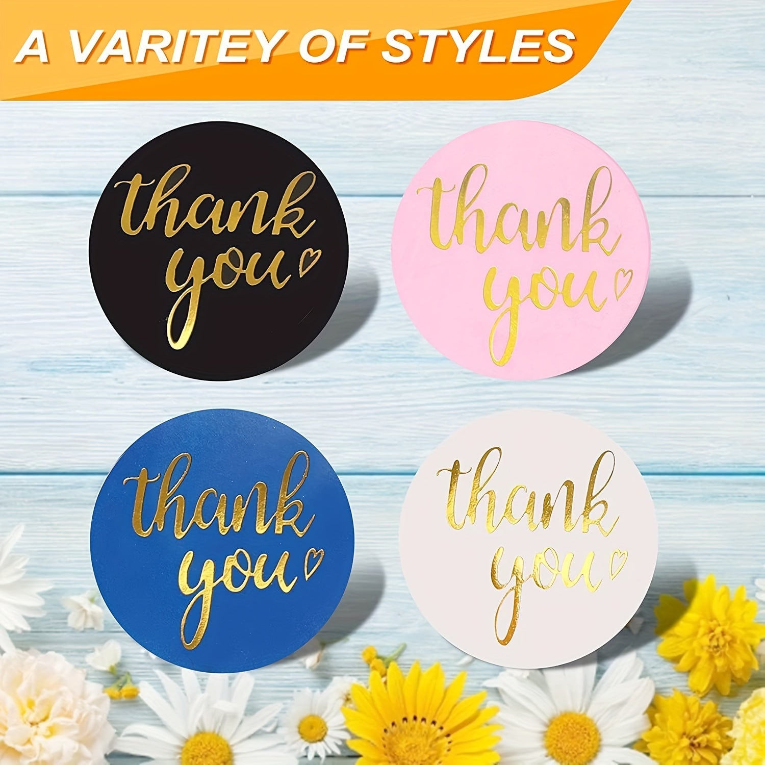 500pcs Thank You Stickers Roll for Small Business 3/4 Adhesive Labels