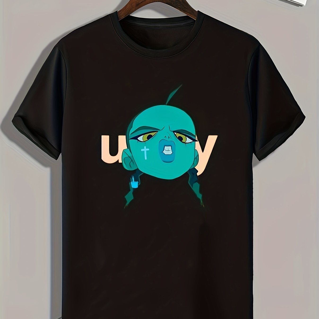 Funny Cartoon Print Men's Graphic T-Shirt Casual Comfy Tees for Summer