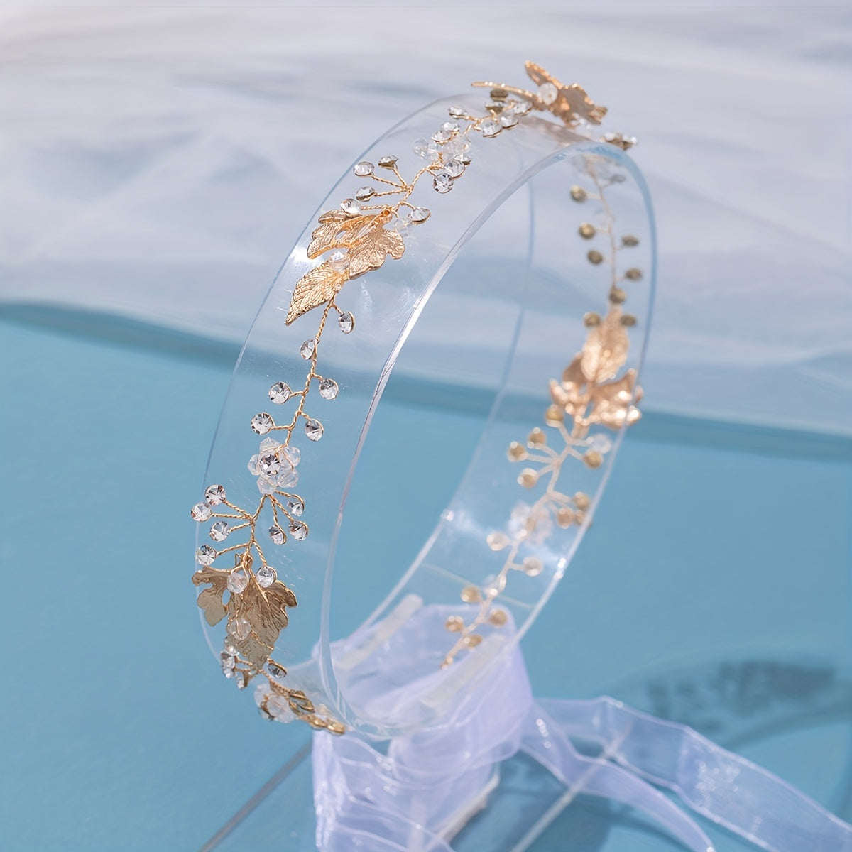 Girls Rhinestone Wreath Headband Princess Party Golden Hair Accessories