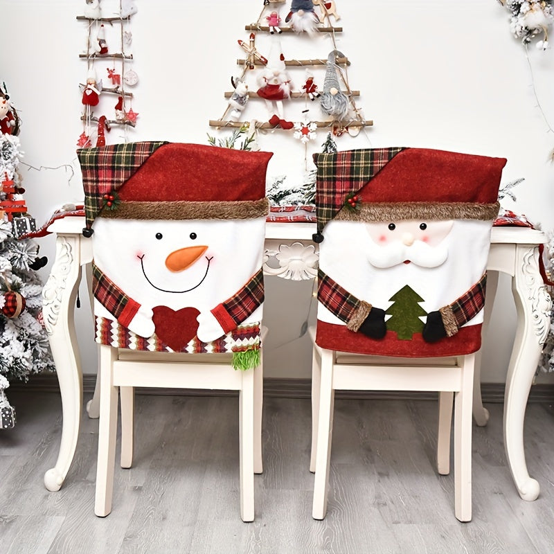 Christmas Chair Cover Stool Cover Santa Claus Snowman Elk Plush Fabric