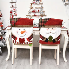 Christmas Chair Cover Stool Cover Santa Claus Snowman Elk Plush Fabric