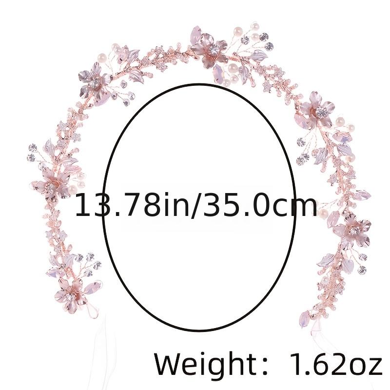 Rose Golden Flower Headband Wedding Faux Pearl Rhinestone Hairband