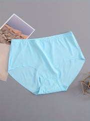5 Pack Plus Size Seamless Comfort Panties Women's Casual Underwear