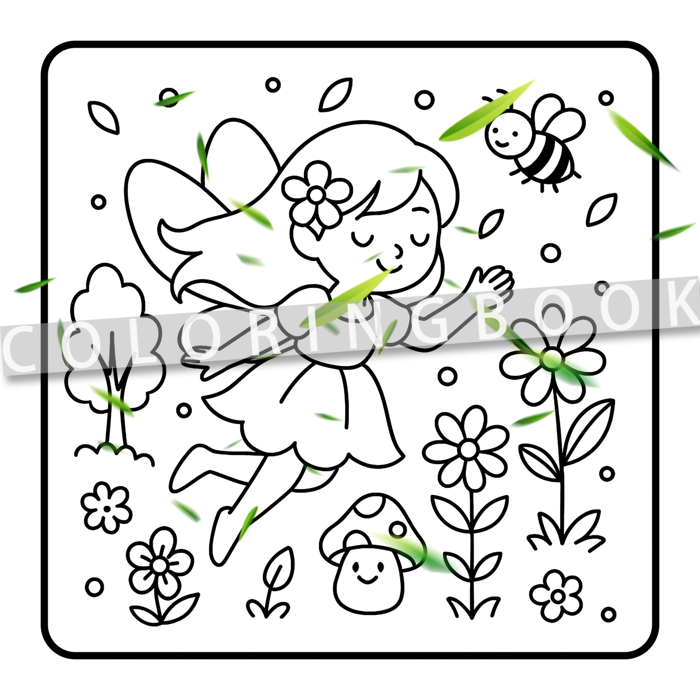 Flower Fairy Coloring Book - 24 Cartoon Pages with Vibrant Designs
