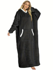 Cozy Plush Hooded Robe with Pockets