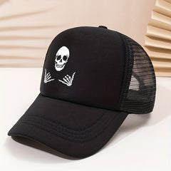 Skull Printed Sunscreen Baseball Cap Halloween Decor