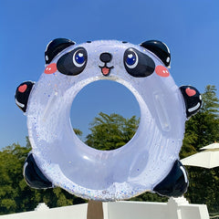 Panda Swimming Ring Float for Kids with Sequin Handle