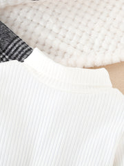 Baby Girl Plaid Blazer & Skirt & Pullover Top Set