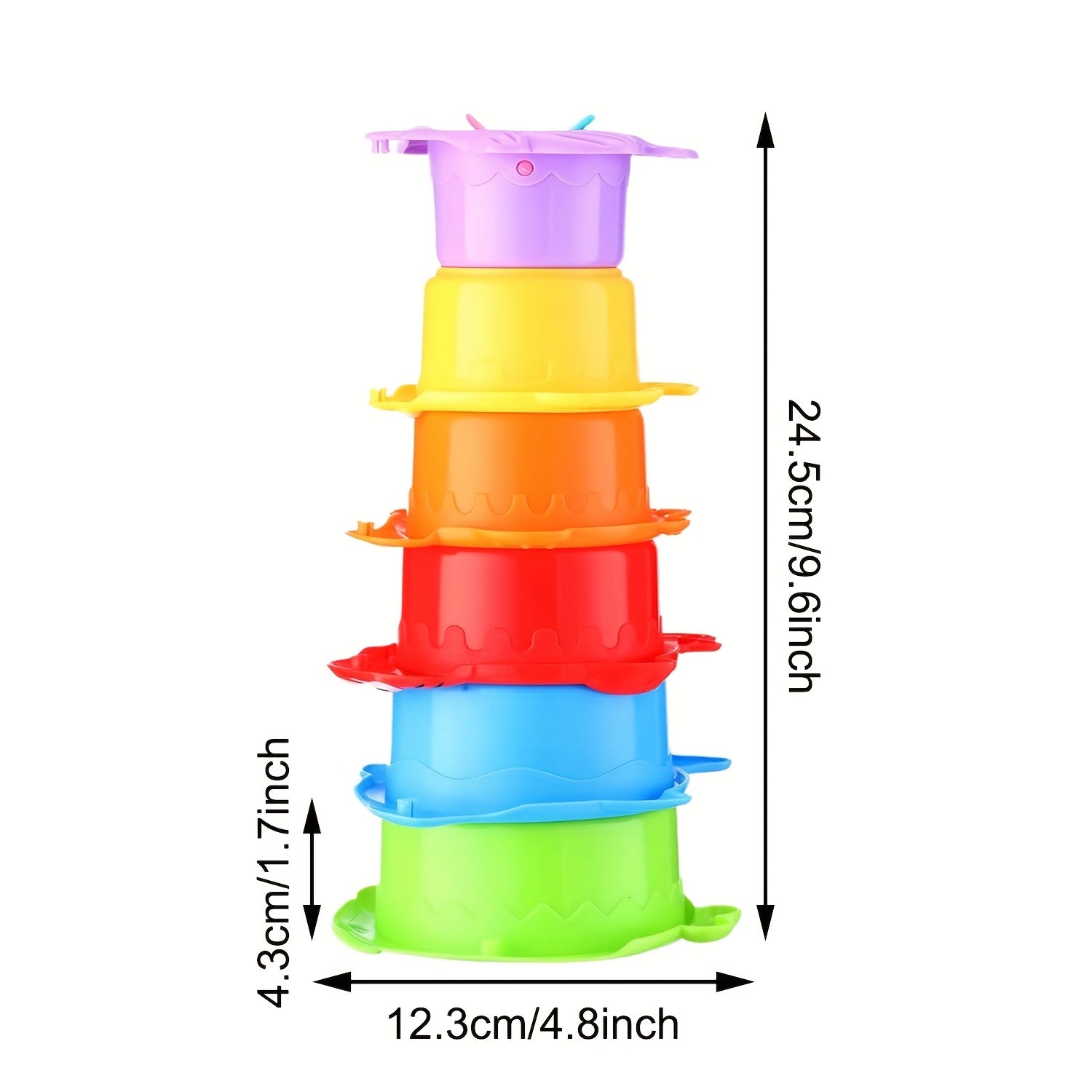 Kids Water Play Set Stackable Layered Cups for Beach Bath PP Material