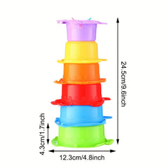 Kids Water Play Set Stackable Layered Cups for Beach Bath PP Material