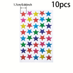 10pcs Laser Sparkle Star Stickers Self Adhesive Star Stickers In 6 Colors
