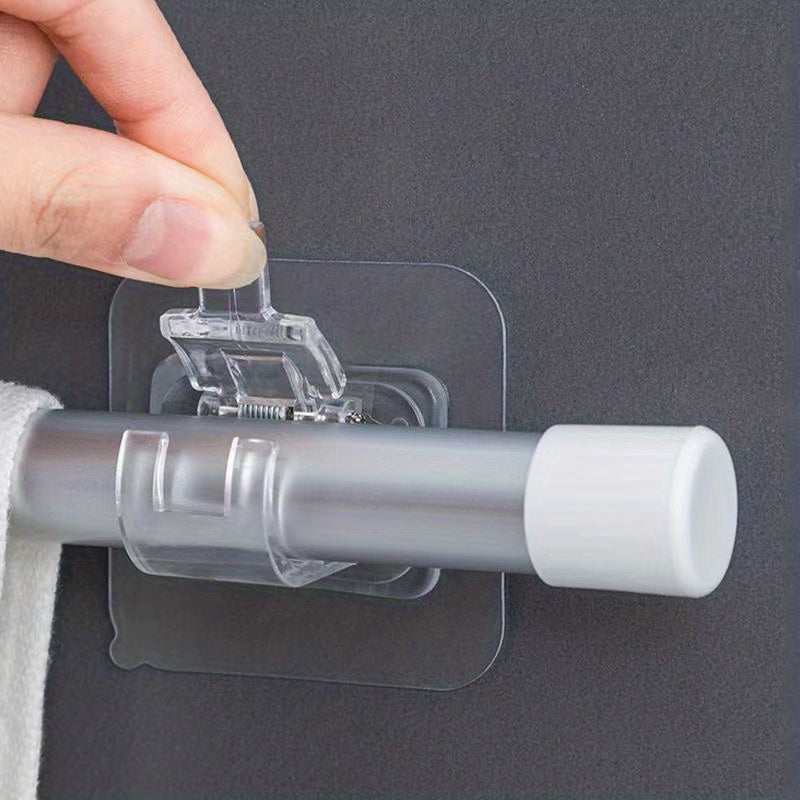 2pcs Curtain Rod Hook Fixer Stick on Rod Bracket Clip