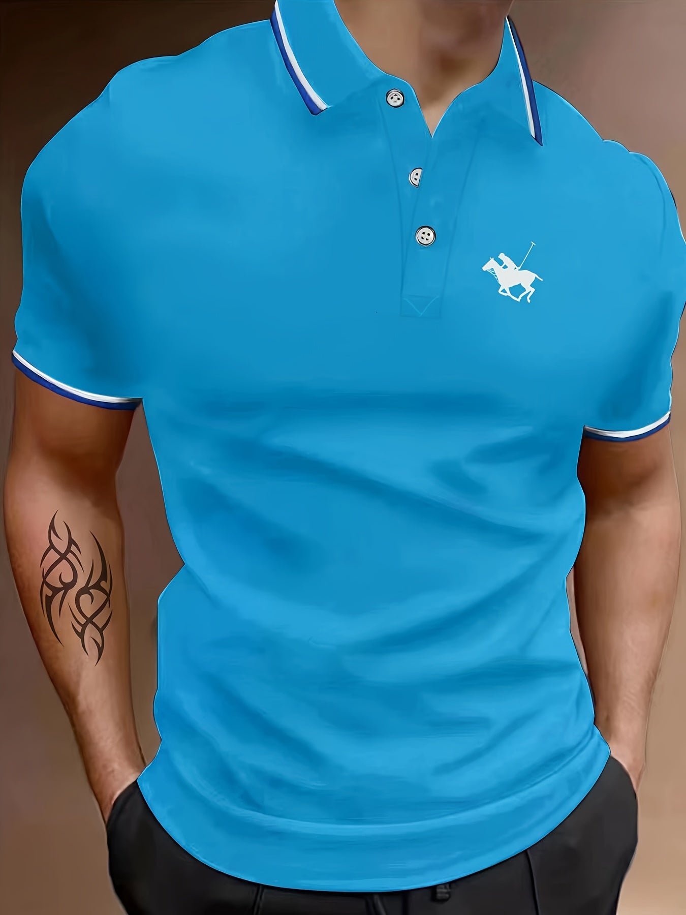 Men's Golf Shirt Print Short Sleeve Tennis Shirt Breathable Lapel Top