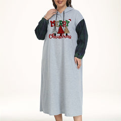 Women's Plus Plaid Christmas Tree Hooded Nightdress
