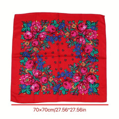 Boho Flower Print Bandana Square Scarf Vintage Hijab Turban Neckerchief