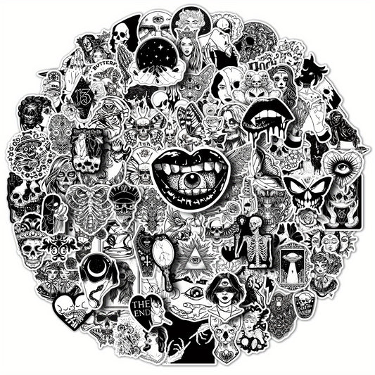 100pcs Gothic Stickers Skull Waterproof Vinyl Stickers For Laptop Phone Car